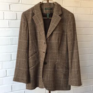 Lauren Ralph Lauren Wool Houndstooth Blazer EUC!